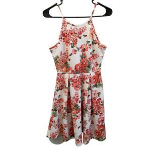 Haute Mode Size M Floral Flower Dress Pull On Pleated Skirt Sleeveless Summer